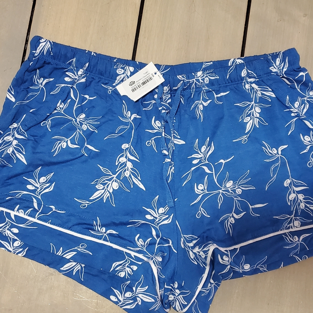 Blue Floral Print Sleepwear Shorts